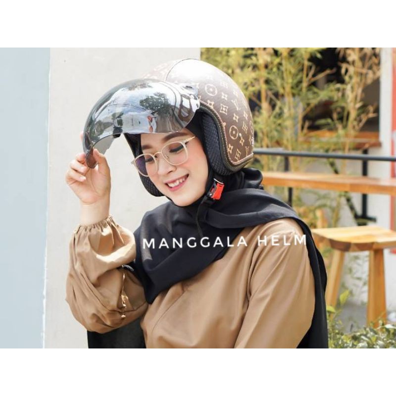 Helm Bogo Kulit Motif Terbaru LV (Louis Vuitton)