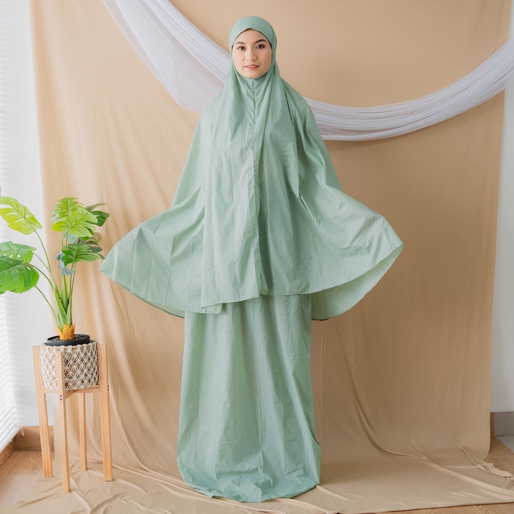 ALIF MUKENA MINI PARASUT PREMIUM KOREA TRAVEL - AQUA FOAM ( MKN-054 )