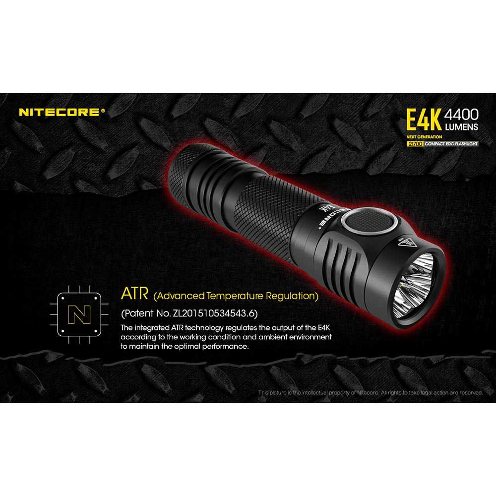 (BISA COD) RVOSTR NITECORE E4K Senter LED 4xCREE XP-L2 V6 4400 Lumens