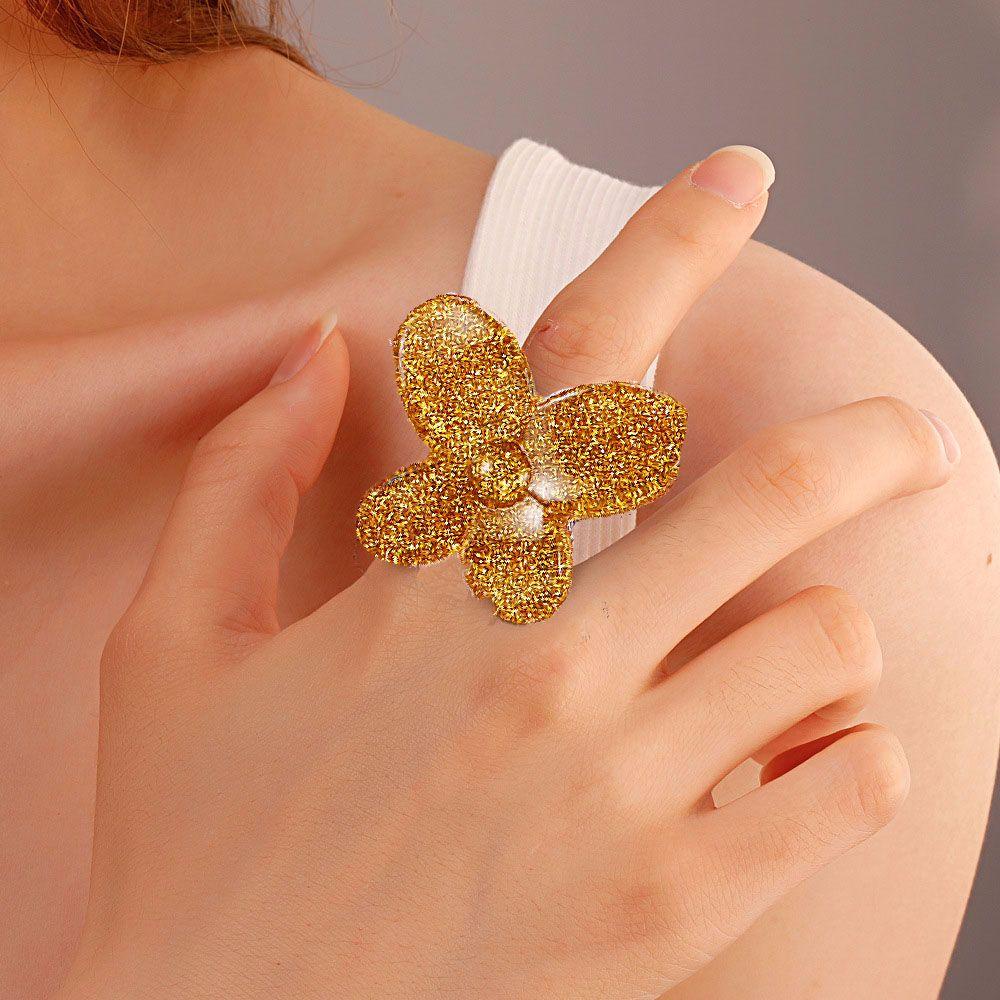 Cincin Jari Agustina Baru 2021wanita Perempuan Berbentuk Bunga Lucu Indah Sequin Chunky Thumb Ring