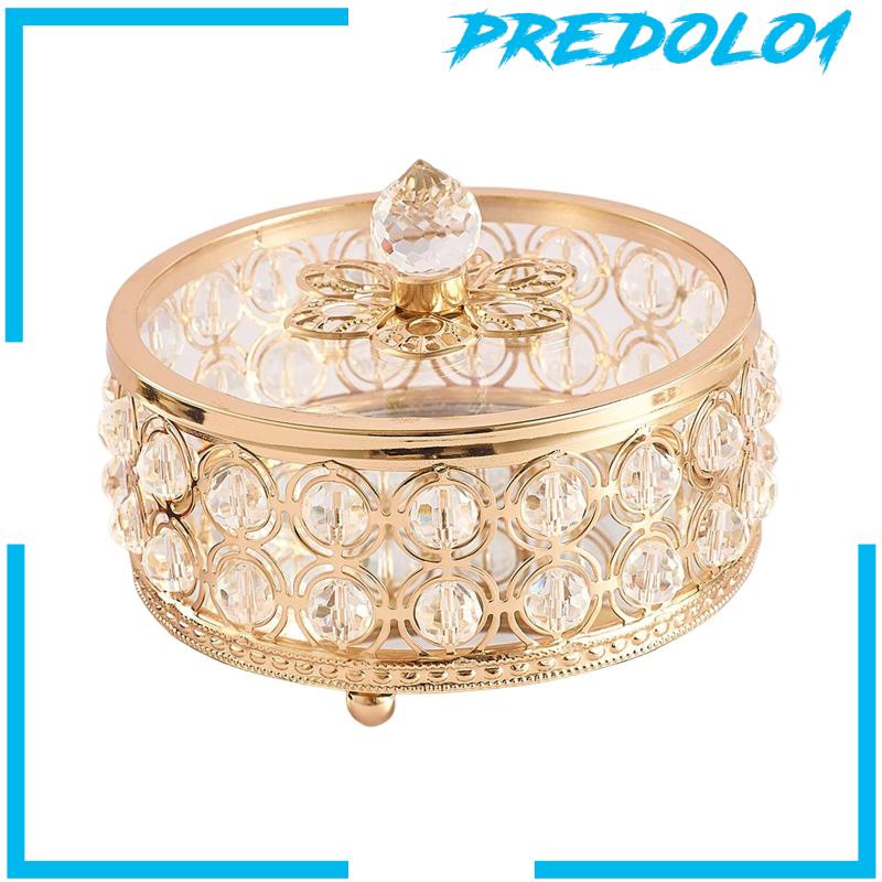 [Predolo1] Crystal Jewelry Box Organizer Trinket Box for Rings Earrings Home