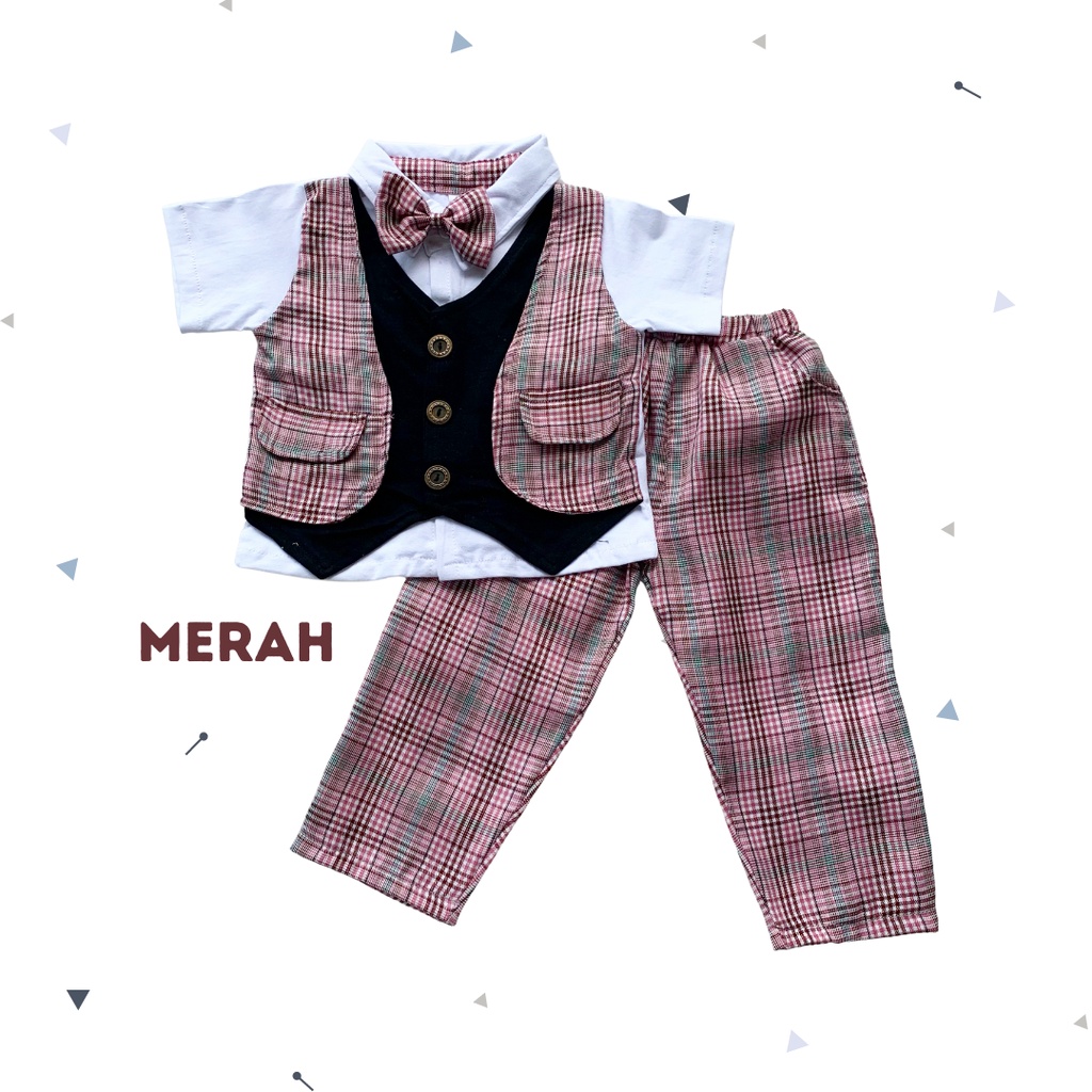 tuxedo anak bayi setelan jas kondangan balita 1 2 3 tahun bobby tuxedo set rompi baby vest pesta anak