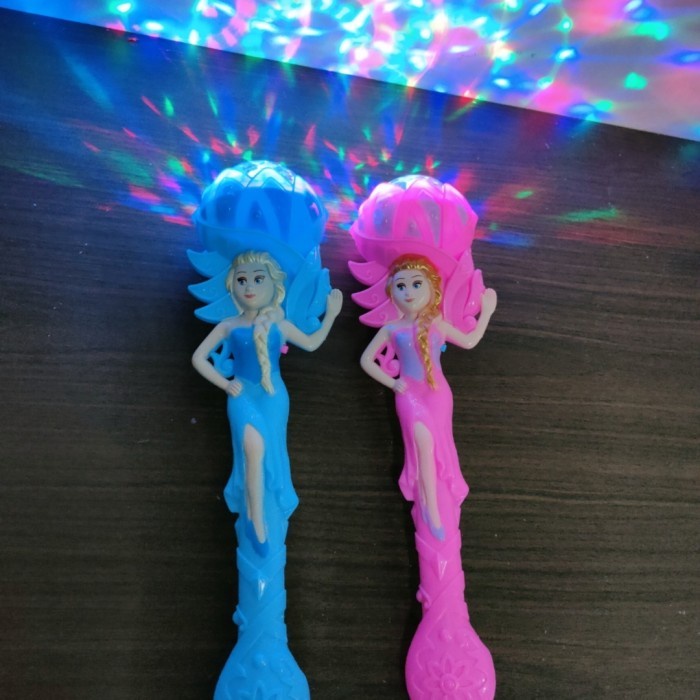 Mainan Anak Tongkat Disco Frozen Lampu Disko 3D Warna Warni dan Music forzen - Biru Muda