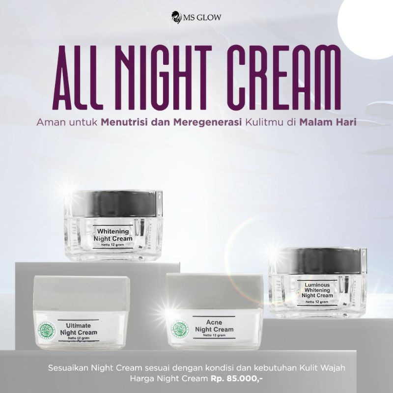 NIGHT CREAM MS GLOW ECER / KRIM MALAM MS GLOW ECER