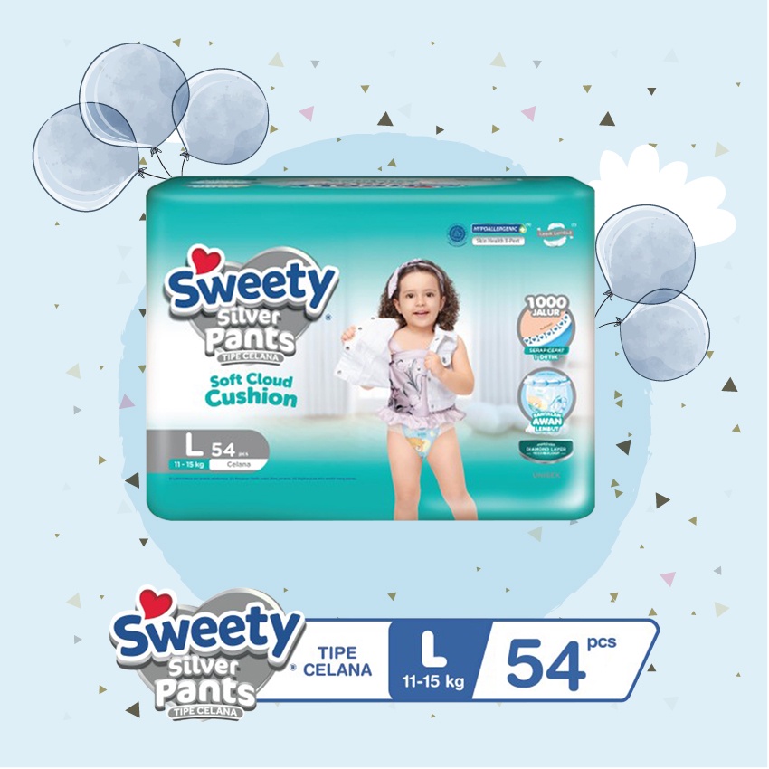 Sweety Silver Pants L54 - Sweety Popok Celana Silver L 54