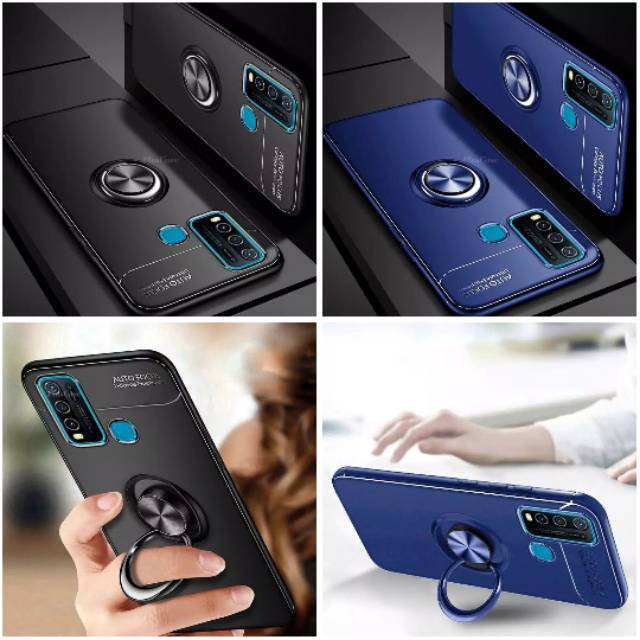 Vivo Y30i VivoY30i Invisible I Ring iRing Soft Case Cover Casing Free Tempered Glass