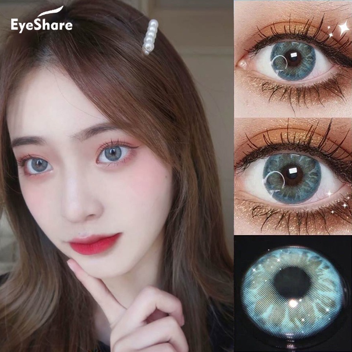 [✅COD] GEM PINK Sepasang Softlens / Kontak Lensa berwarna soflen ukuran 14.0mm-14.5mm kecil softlens mata korea normal minus (0.00) GEM BRILLIANT BLUE /harian color /Koleksi Lensa Kontak Alami