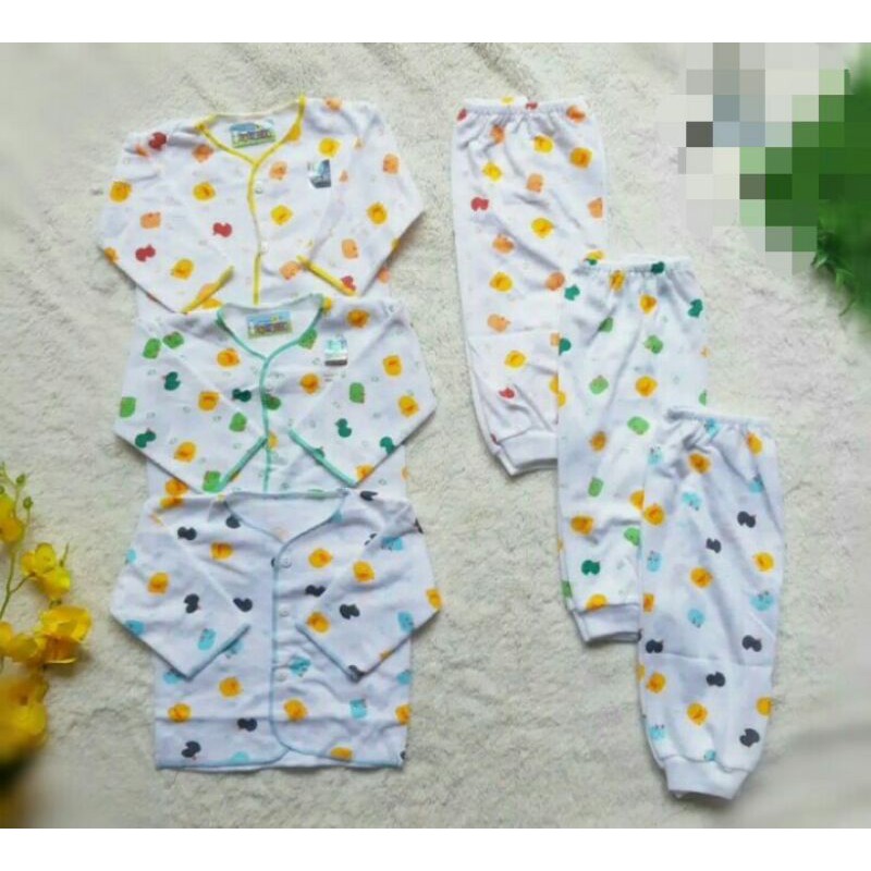 3 pcs setelan baju shankusen panjang - new born SNI