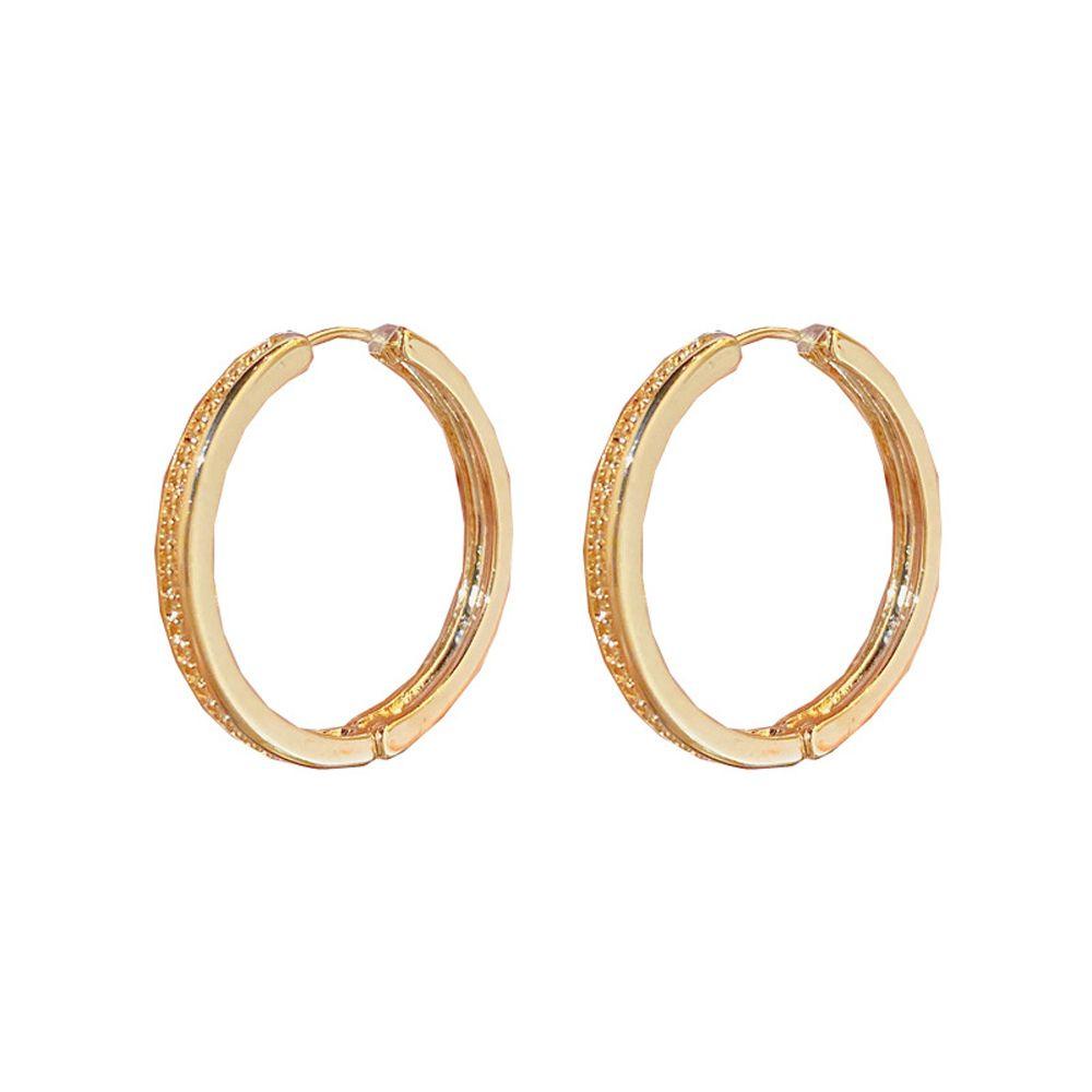 Needway Wanita Anting Hoop Trendy Vintage Untuk Perempuan Warna Solid Anting Bulat Sederhana