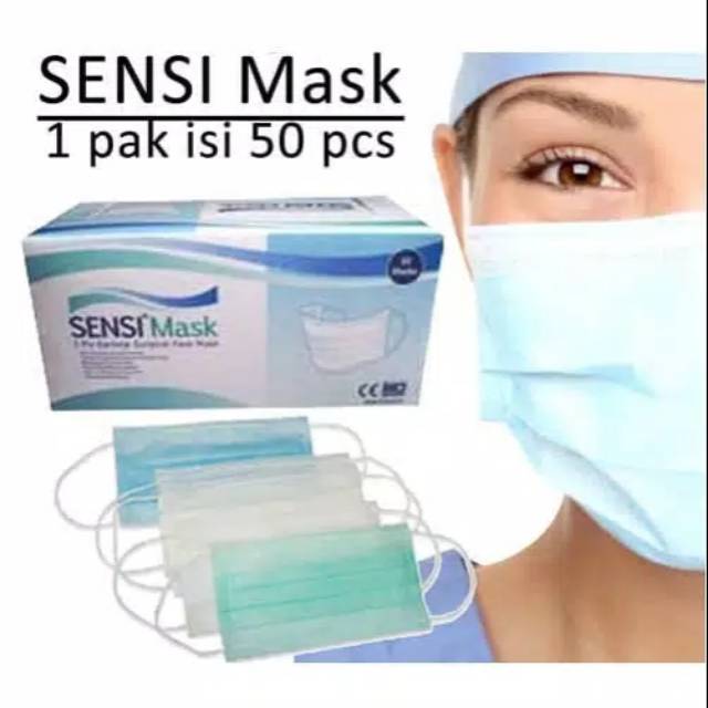 READY  SENSI MASK 3 PLY ISI 50PCS / MASKER MEDIS / ONEMED / MASKER EVO / Multi One Plus