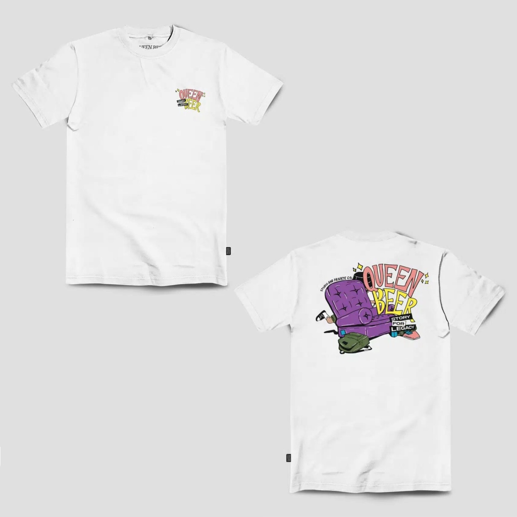 Kaos Baju Tshirt Distro Queen Beer Pierre White