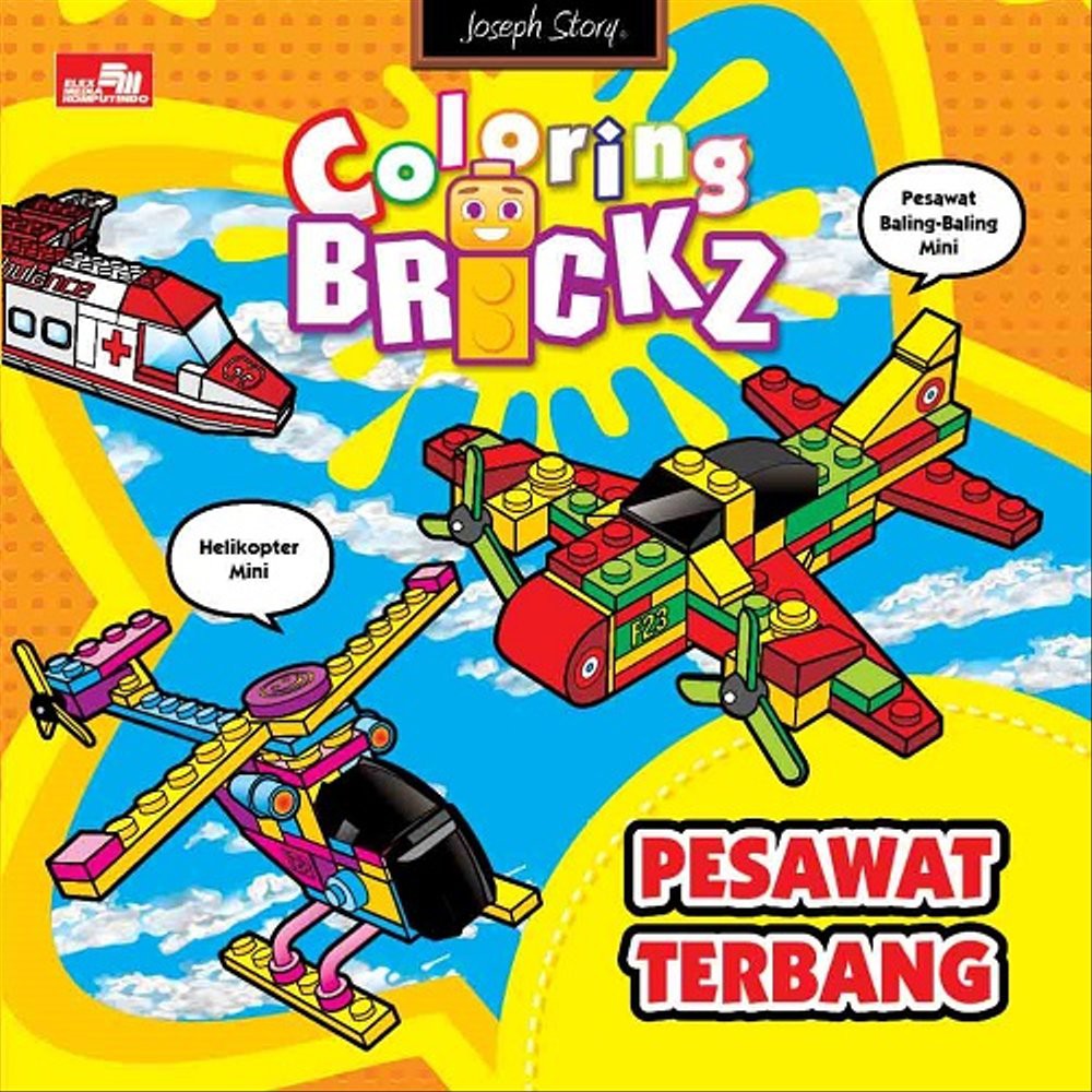 mini coloring brickz pesawat terbang