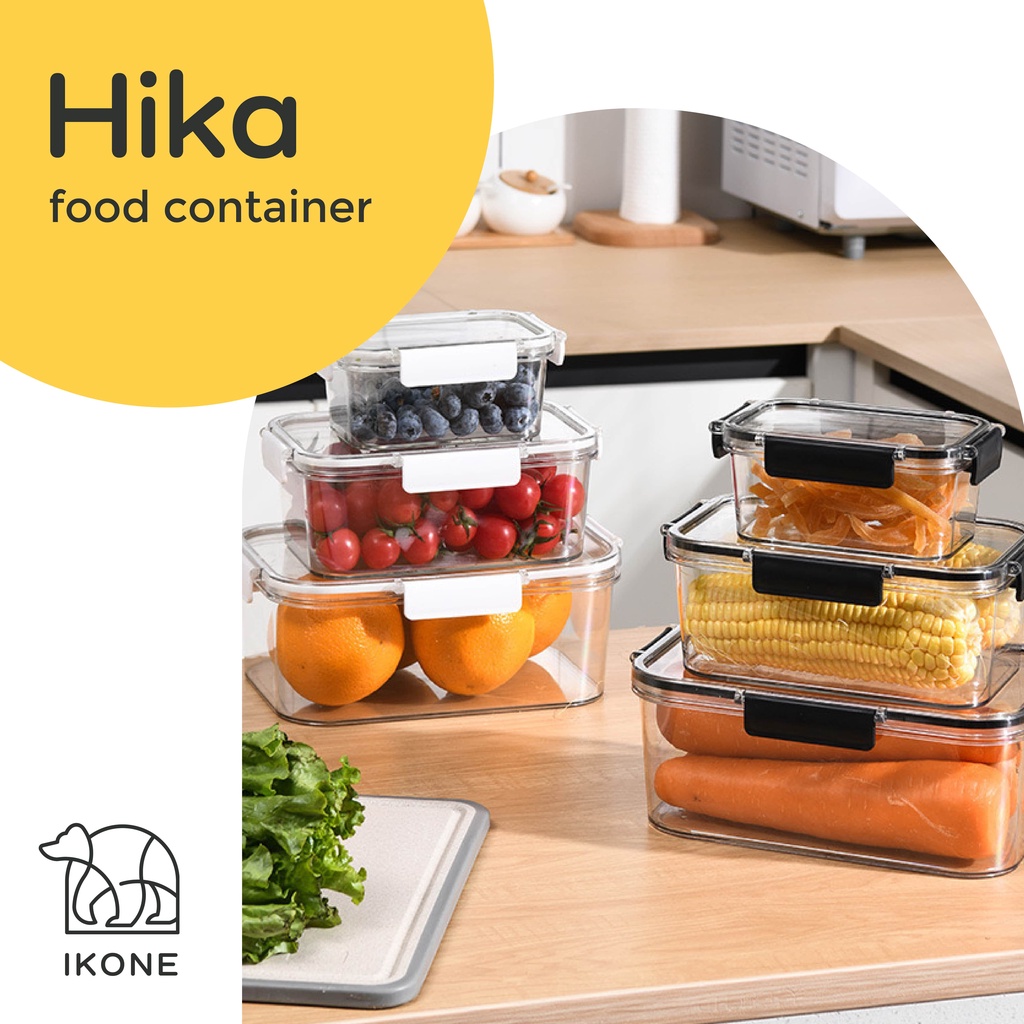 【IKONE】HIKA Kontainer Makanan Stackable Tempat Penyimpanan Makanan Serbaguna Kedap Udara Food Storage Box Tempat Penyimpanan Kulkas Sayur Buah Daging Tupperware Kotak Bening Kulkas Lemari Dapur Food Organizer