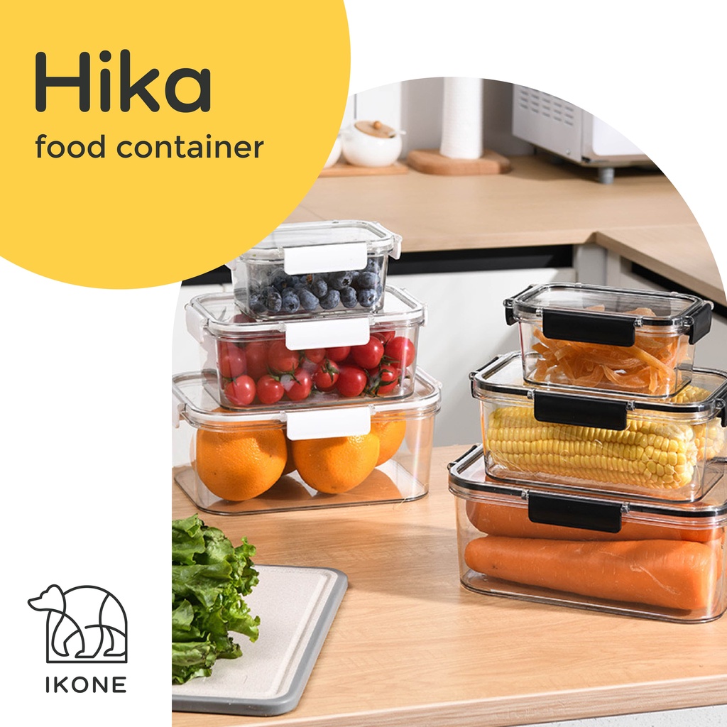 【IKONE】HIKA Kontainer Makanan Stackable Tempat Penyimpanan Makanan Serbaguna Kedap Udara Food Storage Box Tempat Penyimpanan Kulkas Sayur Buah Daging Tupperware Kotak Bening Kulkas Lemari Dapur Food Organizer