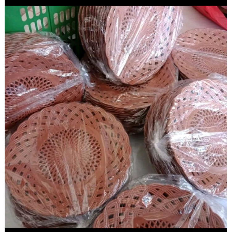 12 Pcs Piring Lidi Anyaman / Piring Anyaman Lidi 12Pcs  / Piring Lidi Bukan Rotan / Piring Anyaman Lidi 12 Pcs