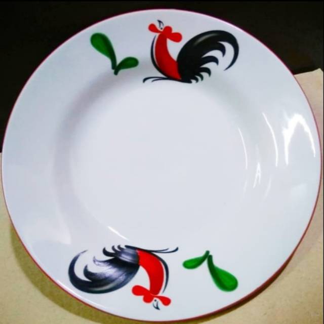 GARANSI PECAH PIRING/PIRING MAKAN KERAMIK/PIRING AYAM JAGO/PIRING PORCELAIN/PIRING KERAMIK/PIRING AY