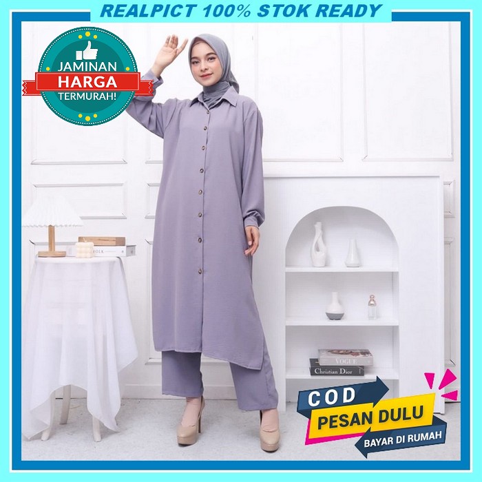 Julita Set Baju Wanita Setelan Jumbo Terbaru 2022/Setelan Muslim Wanit Setcel Tunik Laura Stelan Cel