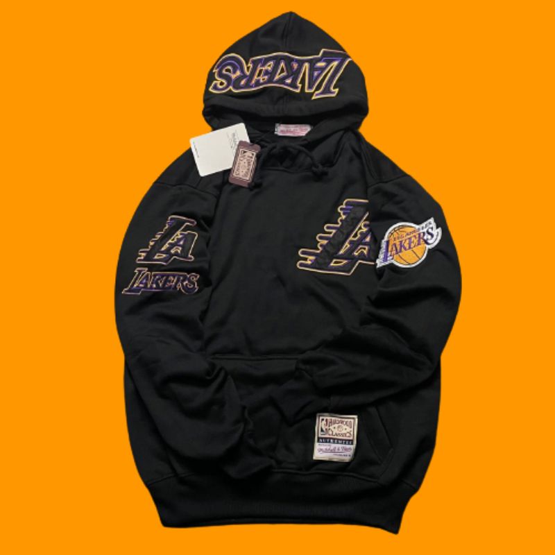 Hoodie Lakers Bordir Warna Hitam Premium