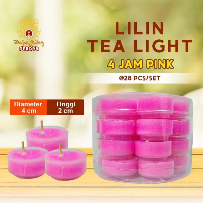 Lilin Tea Light (Tealight) Stearin 4 Jam @28 pcs/set Pink