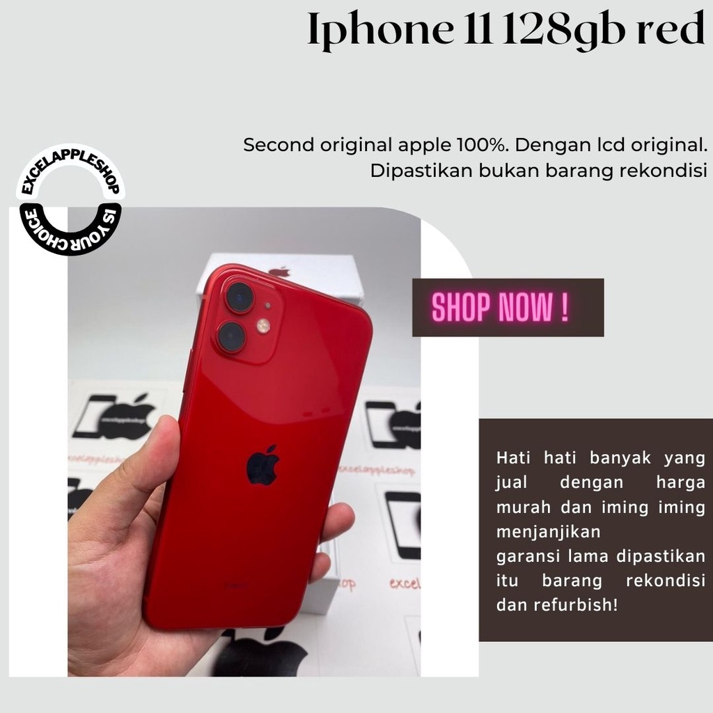 Jual Iphone 11 128gb Red Fullset Lcd Original 100% Mulus No Recond No ...