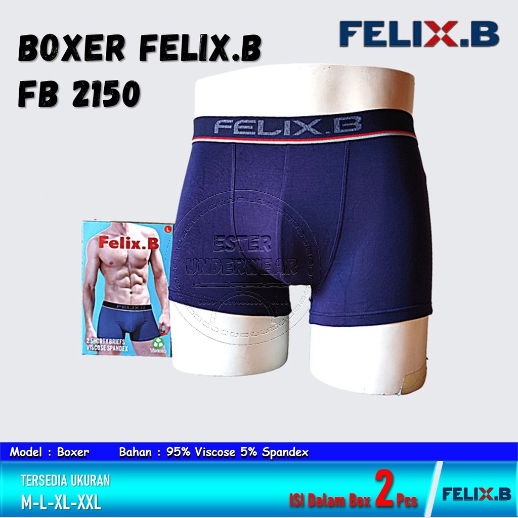 CELANA BOXER PRIA FELIX.B FB 2150 ISI 2 PCS | VISCOCSE SPANDEX