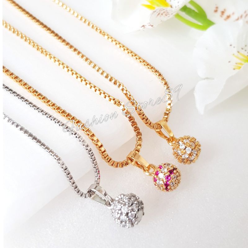 Kalung Xuping bola permata Import / xuping kalung lapis emas 18k