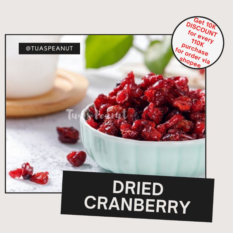 

Cranberry Kering Buah Kering Cemilan Sehat Isian Granola Muesli 100g