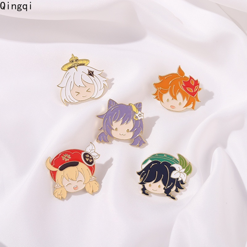 Bros Pin Enamel Desain Karakter Kartun Anime Genshin Impact Zhongli Tartaglia Untuk Anak