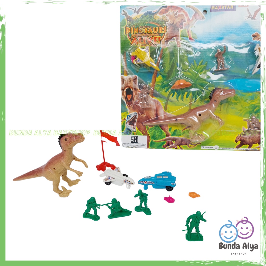 Set Mainan Dinosaurus set 1 Dinosaurus 2 Pesawat 1 Bendera dan 4 Army Set Mainan Perang Figur  Seru Anak Set Lengkap Mainan Perang Dino Anak