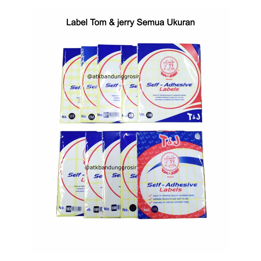 

Label Tom & Jerry / T&J Semua ukuran Jual Per Pak isi 10 Lembar - SHESB