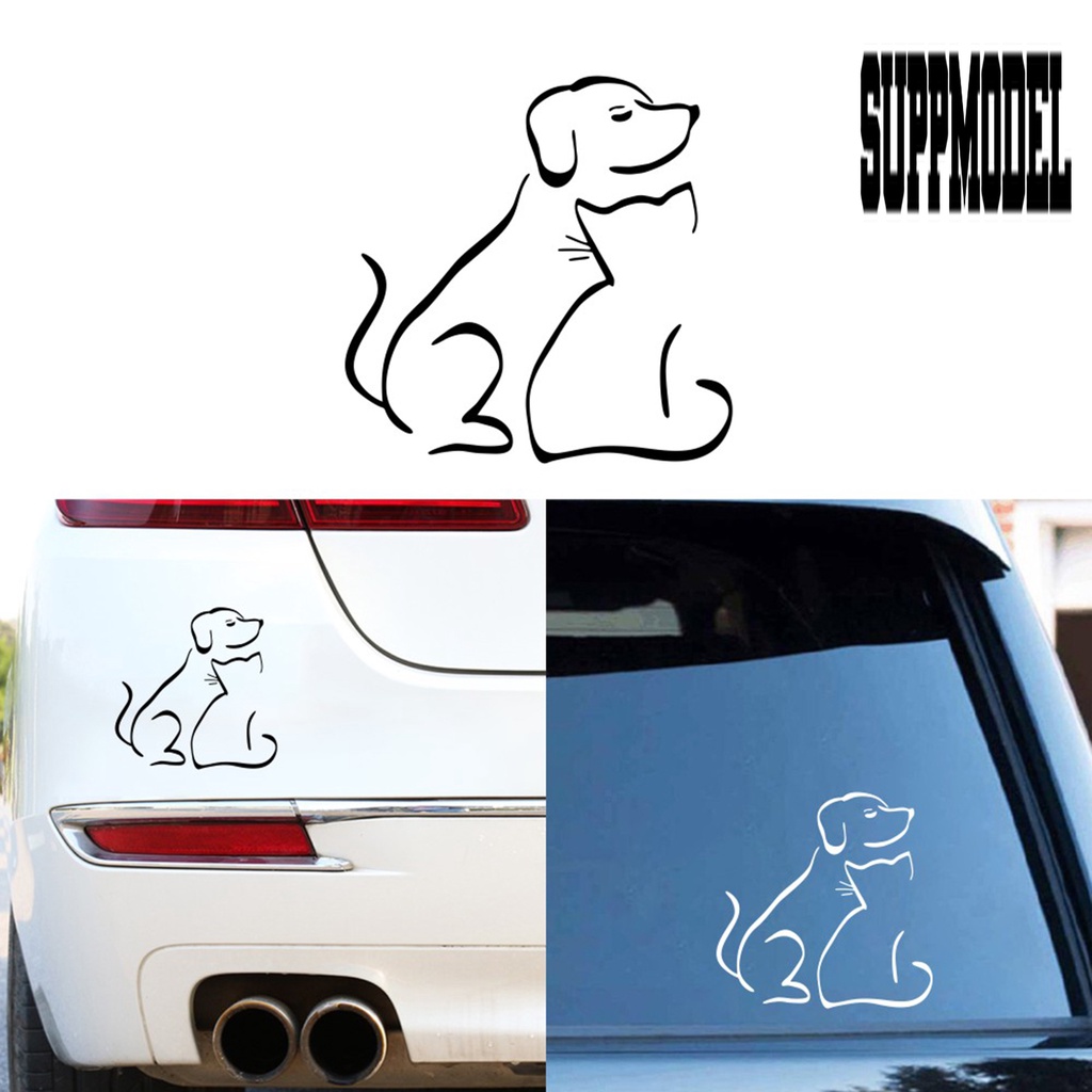 Stiker Mobil Motif Anjing / Kucing Bahan Vinyl