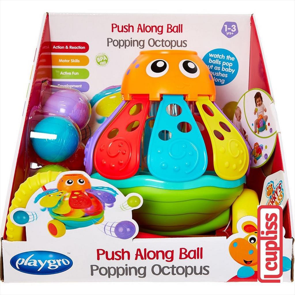 Playgro 120755 Pushalong Ball Popping Octopus Mainan Anak