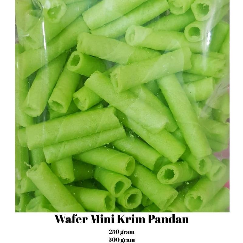 

WAFER MINI KRIM PANDAN/ RENYAH DAN GURIH / BARCELONA PANDAN KILOAN 250 GR/ 500 GR/WAFER KILOAN/SNACK KILOAN
