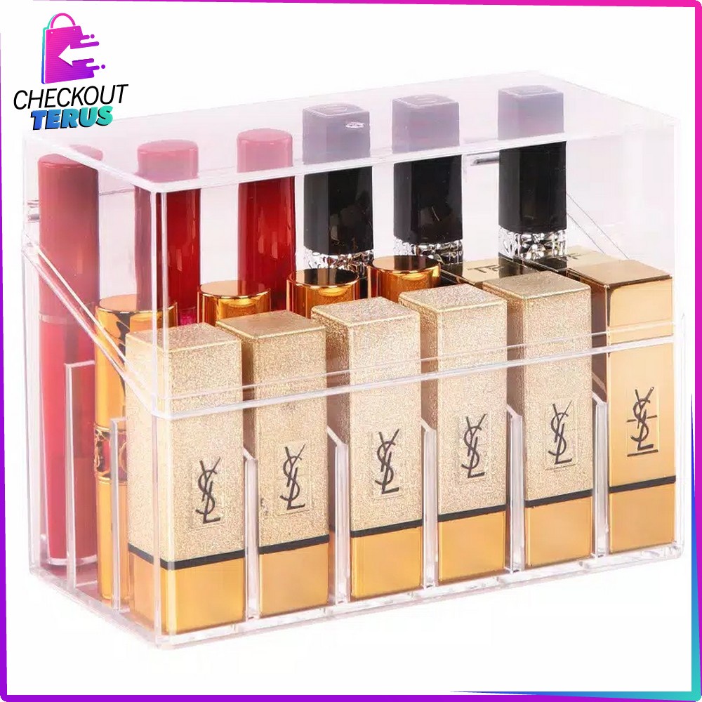 CT K14 Kotak Lipstik Model Handle 18 Slot Bahan Acrylic Tempat Penyimpanan Lipstik Rak Lipstick Organizer