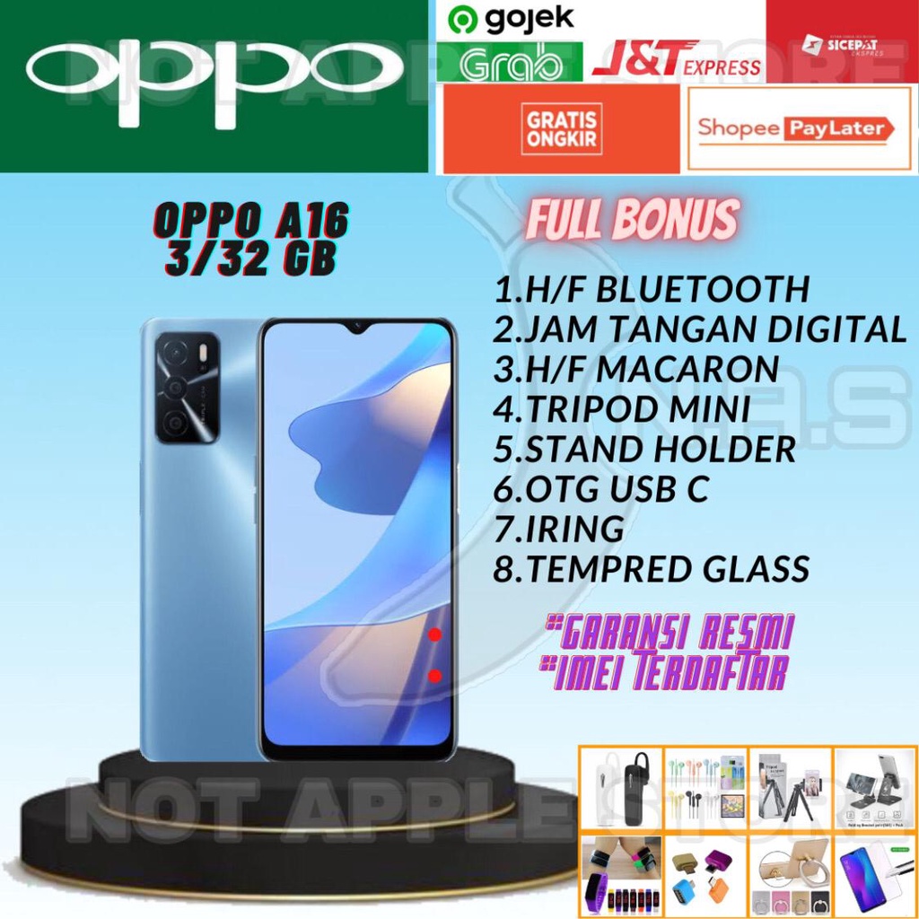 OPPO A16 RAM 3/32GB 4/6GB NEW BARU GARANSI RESMI