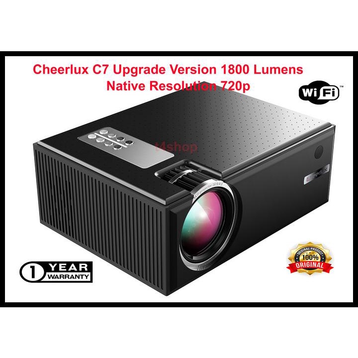New C7 Wifi Cheerlux Mini Led Projector 1500 Lumens + Tv Tunner, C6