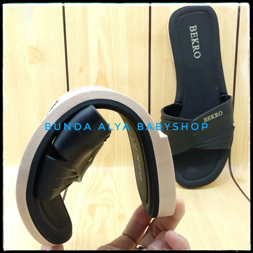 Sandal Wanita Slop Polos Warna Hitam Ukuran 37 Sampai 40 - Sandal Dewasa Flip Flop Anti Slip - Sandal Casual