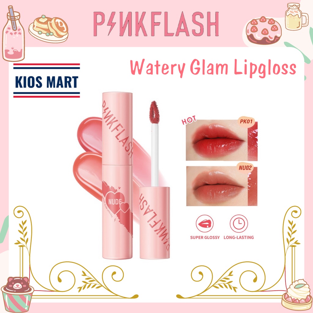 Pinkflash Watery Glam Lip Gloss Super Glossy Shiny Moisturizing