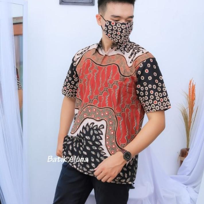 ♥Original♥ Baju Kemeja Batik Premium Solo Pria Cowok Lengan Pendek Remaja Slimfit Moderen Prabuseno 