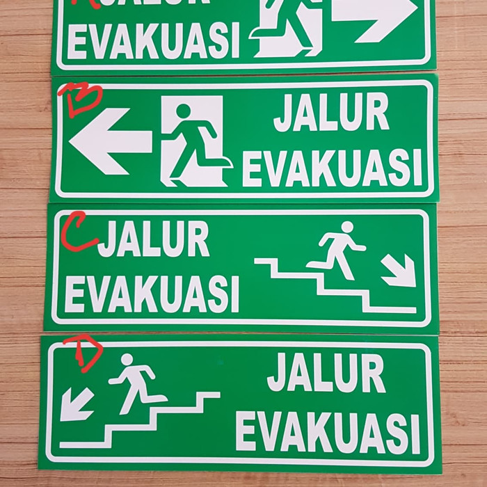 

A81Duya Sign Label Sticker Jalur Evakuasi Tangga Kiri Kanan Tangga 30X10 K3 As71S0D