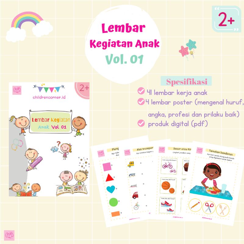 Jual Printable Anak, Worksheet Anak, Lembar Kegiatan Anak Vol 01 Anak