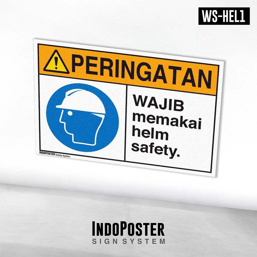 

Stiker Safety Sign Rambu K3 ANSI Peringatan Wajib Memakai Helm Safety