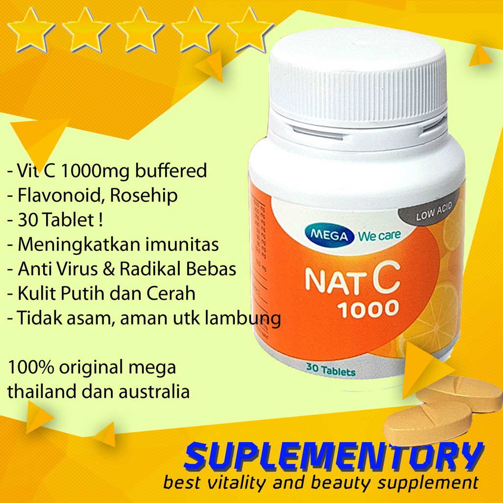 Original Vitamin C 1000mg Mega Aman Lambung Setara Blackmores Sea Quill 1000 Mg 30tablet Shopee Indonesia