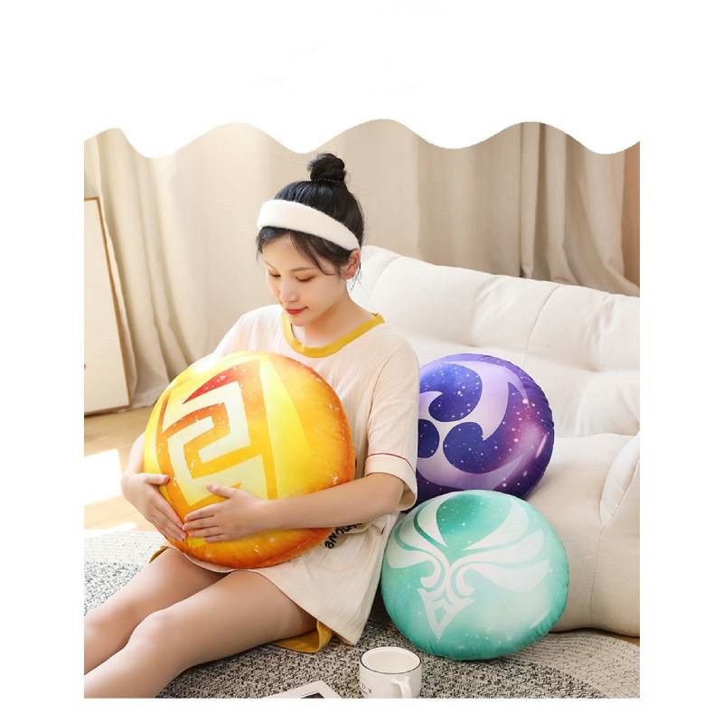 10/35/45cm Kawaii Genshin Impact Plush Pillow Slime Badge Cushion Genshin Impact Elemental Dolls Stuffed for Kids Boys Gifts