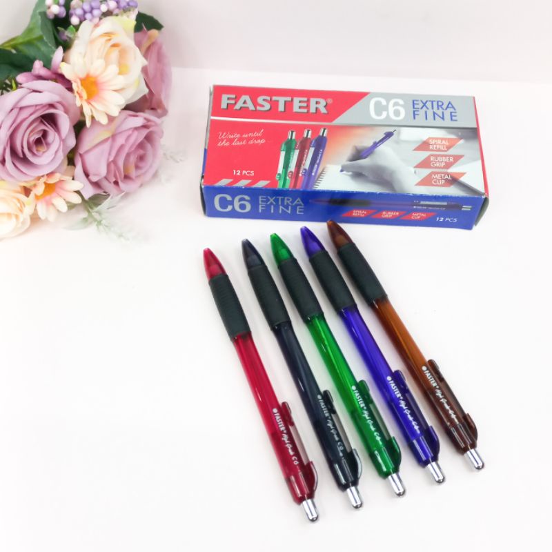 Pulpen Faster C6 isi 12Pcs Ballpoint