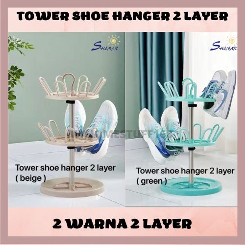 SHENAR RAK JEMURAN PENGERING SEPATU SANDAL / RAK SEPATU SANDAL GANTUNG PUTAR SUSUN TOWER / EIFFEL SHOE HANGER