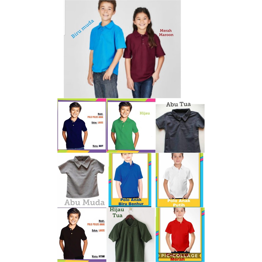 Kaos kerah polos ANAK - Polo polos anak ALLSIZE - KAOS KERAH ANAK LENGAN PENDEK - KAOS KERAH ANAK
