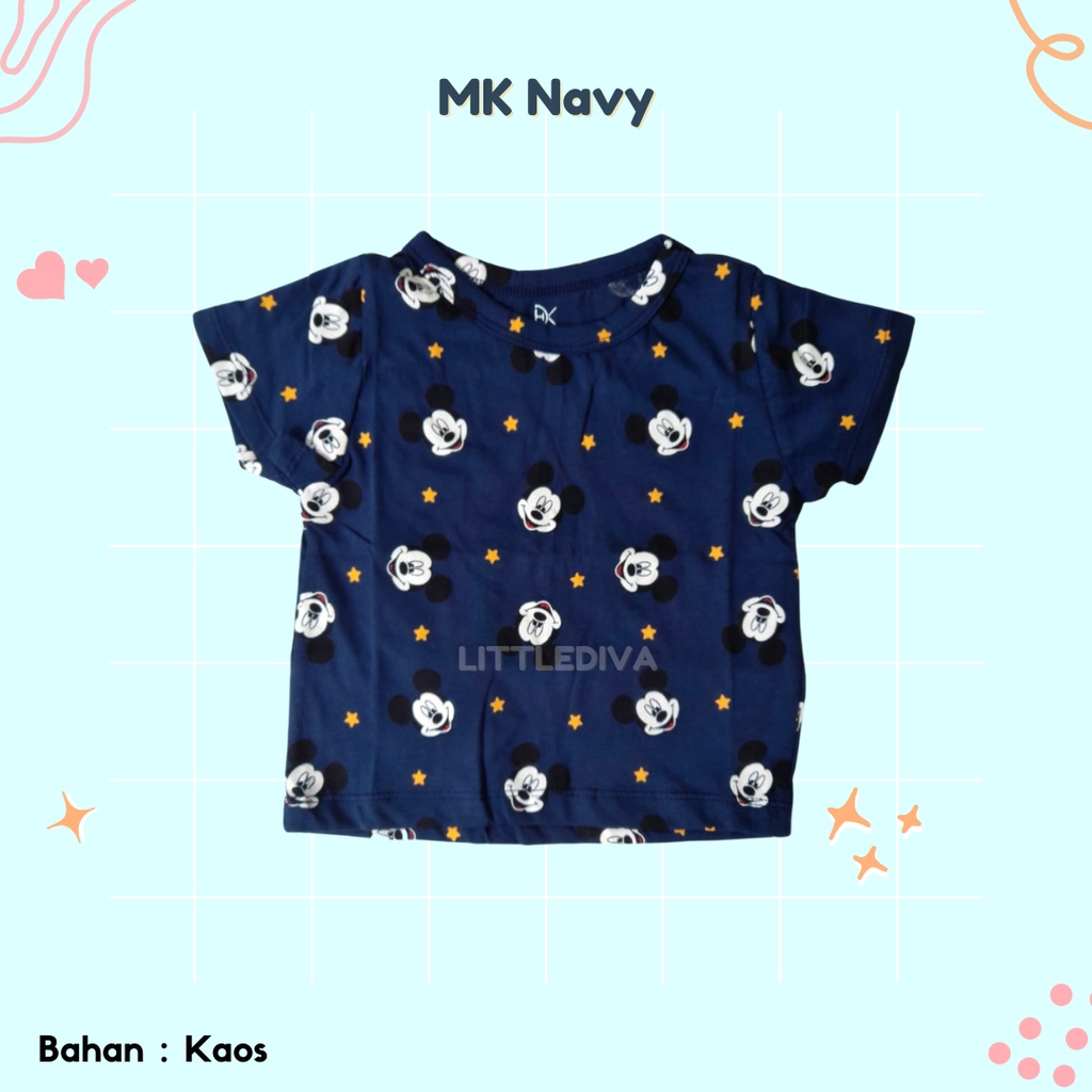 MK Navy Kaos Oblong Anak Motif size S M L 1 3 5 tahun Boy girl LENGAN PENDEK