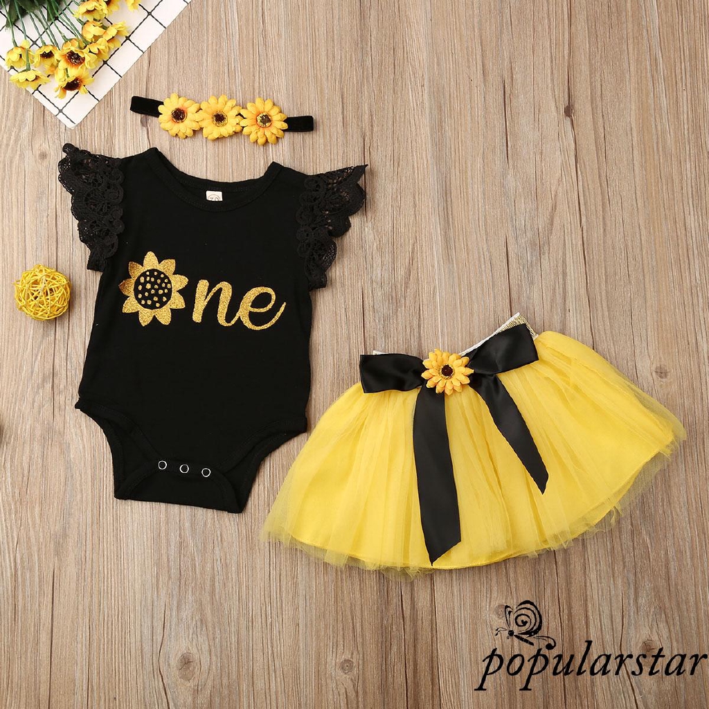 Romper Rok  Tutu  Bayi Perempuan Motif Bunga  untuk Ulang 