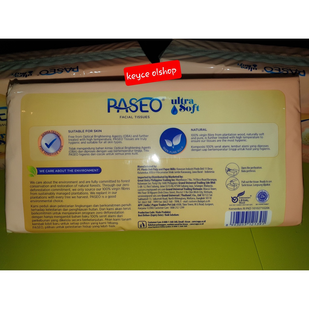 Tissue/Tisue/Tissu Paseo Facial Ultra Soft 3 ply, 3x lebih lembut